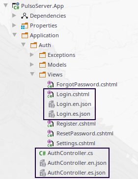 Example image of JSON resource files for both Controller class and view file